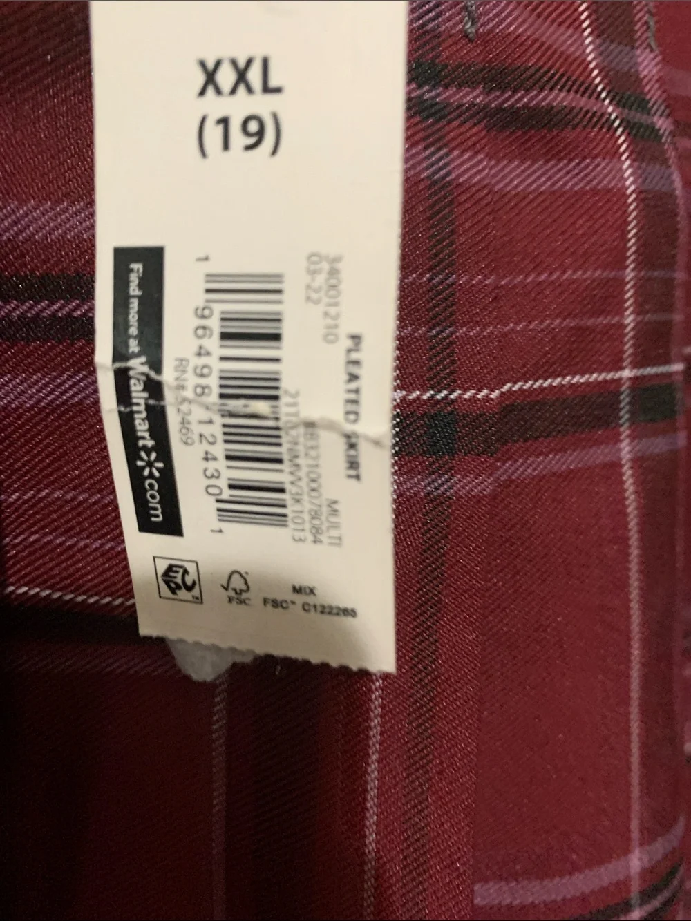 No Boundaries Pleated Burgundy Green Gold Plaid Mini Skirt Buckle Sz XXL 19